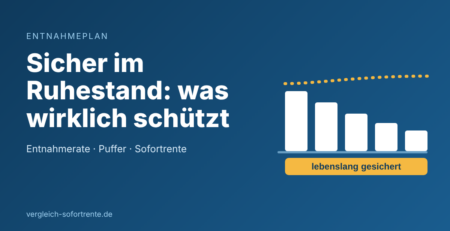 Grafik: abnehmende Kapitalbalken und lebenslang gesicherte Sofortrente als Bausteine eines sicheren Entnahmeplans