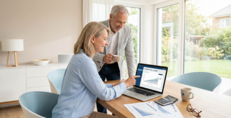 Sofortrente 2026 Vergleich – Rentner-Paar plant Altersvorsorge mit Zinsentwicklung