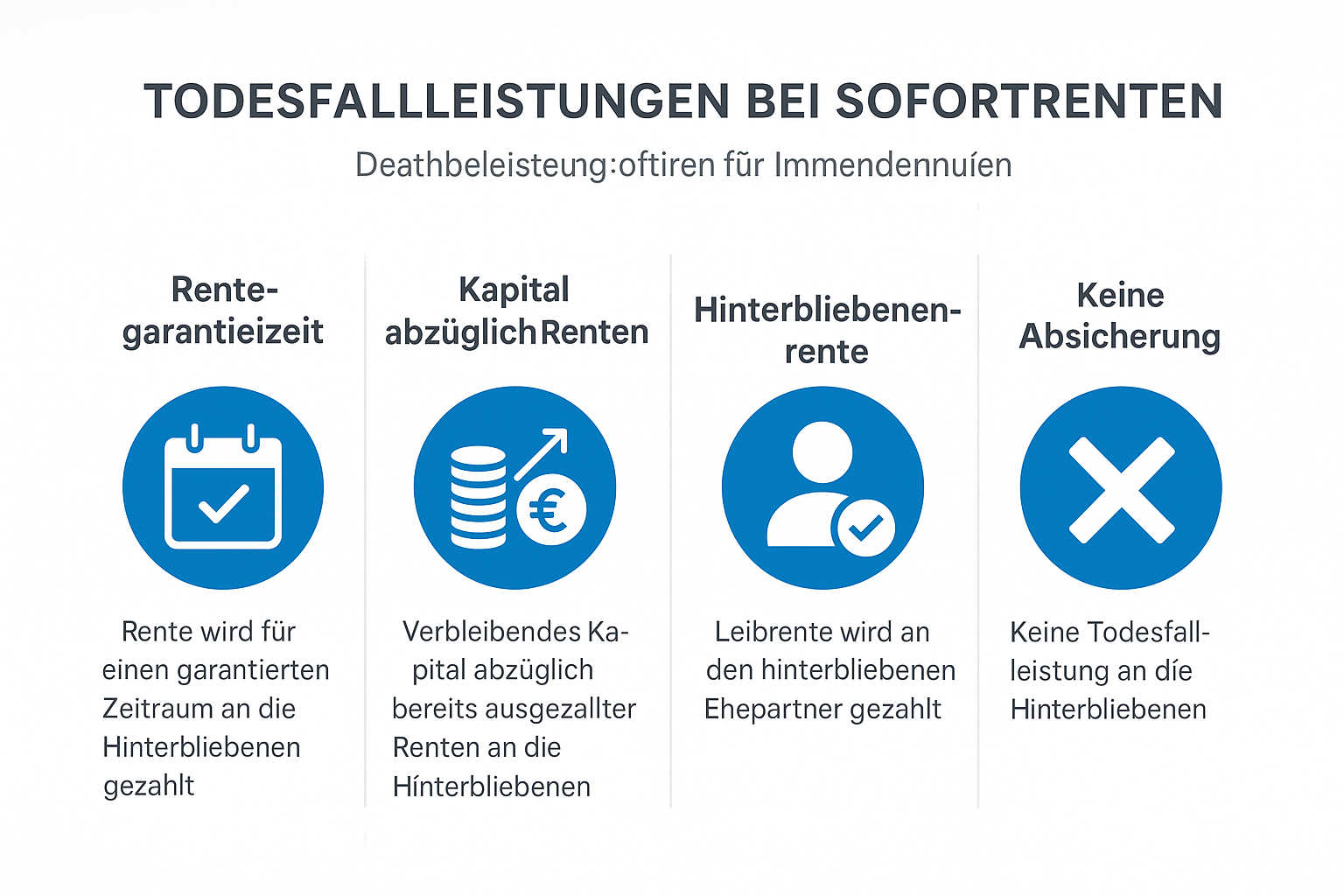 Übersicht der Todesfallabsicherungen bei Sofortrenten